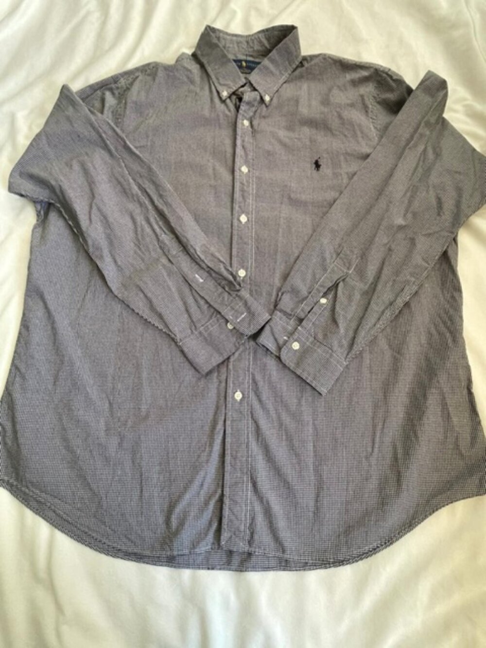 Ralph Lauren Men's Long Sleeve Gingham Plaid Shirt, Black white, Size XXL